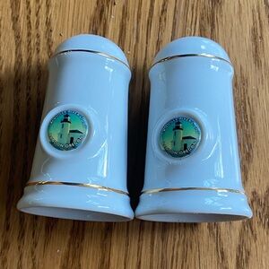 Collectible White Ceramic Souvenir Salt & Pepper Shakers from Brandon, Oregon